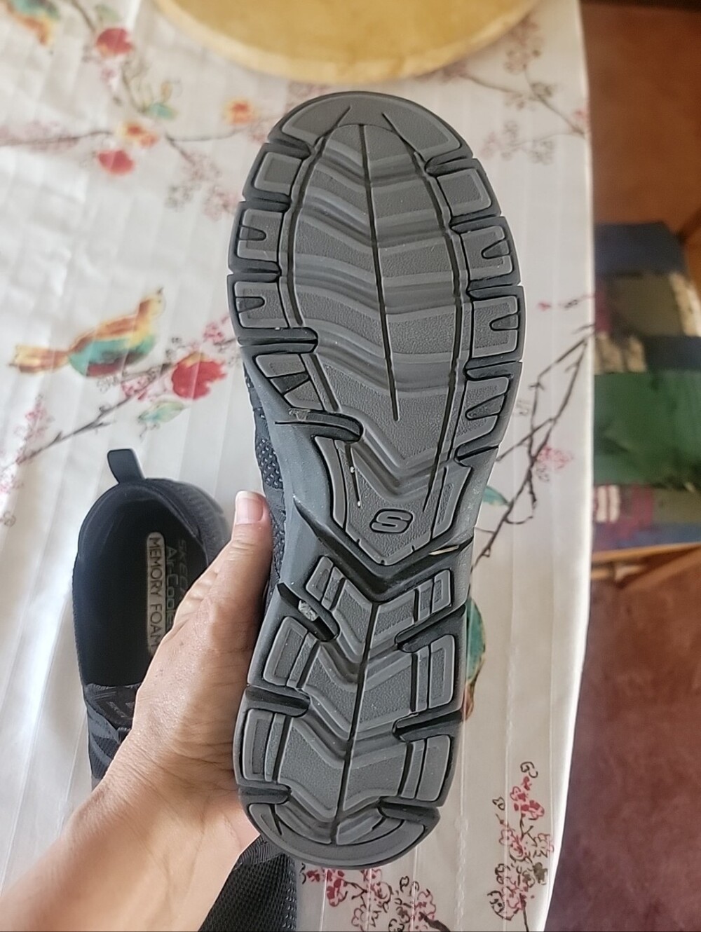 Skechers Womens Air Cooled Memory Foam Black Slip On Shoes - Picture 4 of 6